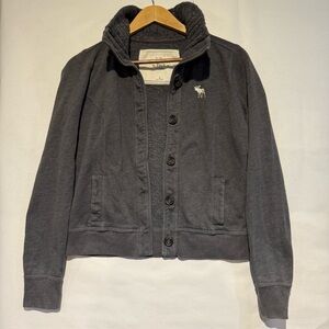 Y2K Abercrombie & Fitch Gray Button-Up Fleece Lined Jacket.